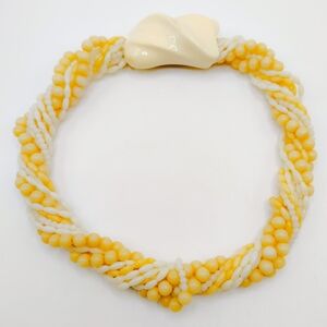 Vintage Trifari Cream White Lucite multi strand Beaded Necklace